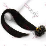 16-26Inches 100s Pre Bonded Nail U Tip Remy Human Hair Extensions Straight Natural Black Kinda Brown(1B#) - VANLINKE HUMAN HAIR EXTENSIONS