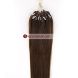 16-22inches 50s 1g/s Easy Loop Double Micro Ring Beads Tip Remy Human Hair Extensions Straight Medium Brown(4#) - VANLINKE HUMAN HAIR EXTENSIONS