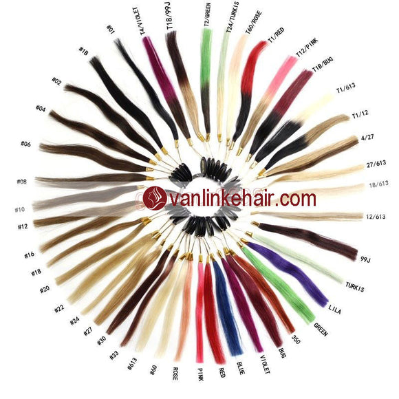 Color Ring with 43 Sample Human Hair Color Chart for Human Hair Extension - VANLINKE HUMAN HAIR EXTENSIONS