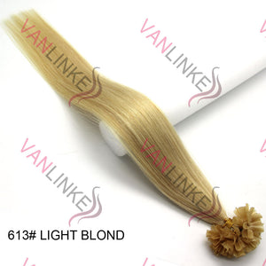 16-26Inches 100s Pre Bonded Nail U Tip Remy Human Hair Extensions Straight Light Blonde(613#) - VANLINKE HUMAN HAIR EXTENSIONS