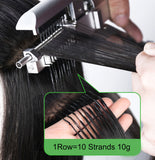 6D-1 Pre-bonded Remy Human Hair Extensions Straight 10 rows 100 Strands Natural Black