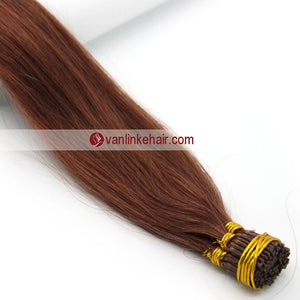 16-24Inches 100s Keratin Stick I Tip Human Hair Extensions Straight Auburn(33#) - VANLINKE HUMAN HAIR EXTENSIONS