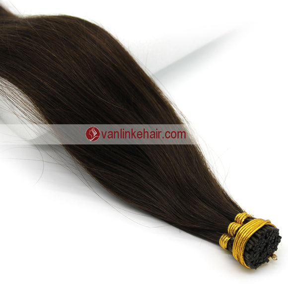 16-24Inches 100s Keratin Stick I Tip Human Hair Extensions Straight Dark Brown(2#) - VANLINKE HUMAN HAIR EXTENSIONS