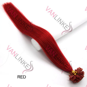 16-22Inches 100s Pre Bonded Nail U Tip Remy Human Hair Extensions Straight Red - VANLINKE HUMAN HAIR EXTENSIONS