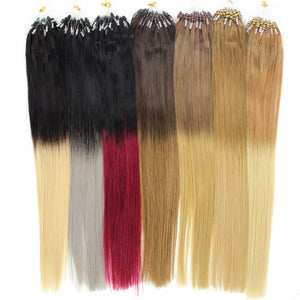 Wholesale 50strans 1g/s  Easy Loop Micro Ring Beads Tip Human Hair Extensions Straight