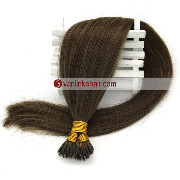 16-22Inches 50s 1g/s Keratin Stick I Tip Human Hair Extensions Straight Ash Brown(8#) - VANLINKE HUMAN HAIR EXTENSIONS