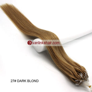 16-26inches 100s Easy Loop/Micro Ring Beads Tip Remy Human Hair Extensions Straight Dark Blonde(#27) - VANLINKE HUMAN HAIR EXTENSIONS