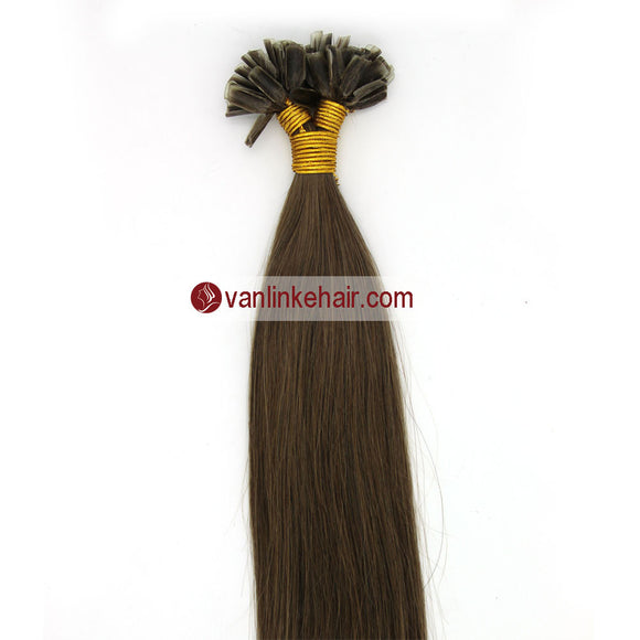 16-22Inches 50s 1g/s Pre Bonded Nail U Tip Remy Human Hair Extensions Straight Ash Brown(8#) - VANLINKE HUMAN HAIR EXTENSIONS