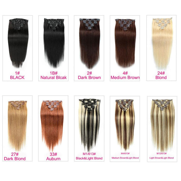 Customize 20inch 8PCS Clip-in/on Human Hair Extensions 100g/set Silky Straight