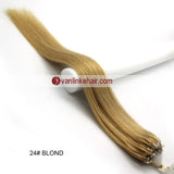 16-26inches 100s Easy Loop/Micro Ring Beads Tip Remy Human Hair Extensions Straight Blonde(#24) - VANLINKE HUMAN HAIR EXTENSIONS