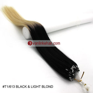16-26inches 100s Easy Loop/Micro Ring Beads Tip Remy Human Hair Extensions Straight #T1/613 - VANLINKE HUMAN HAIR EXTENSIONS