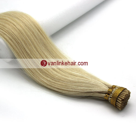 16-24Inches 100s Keratin Stick I Tip Human Hair Extensions Straight White Blonde(60#) - VANLINKE HUMAN HAIR EXTENSIONS