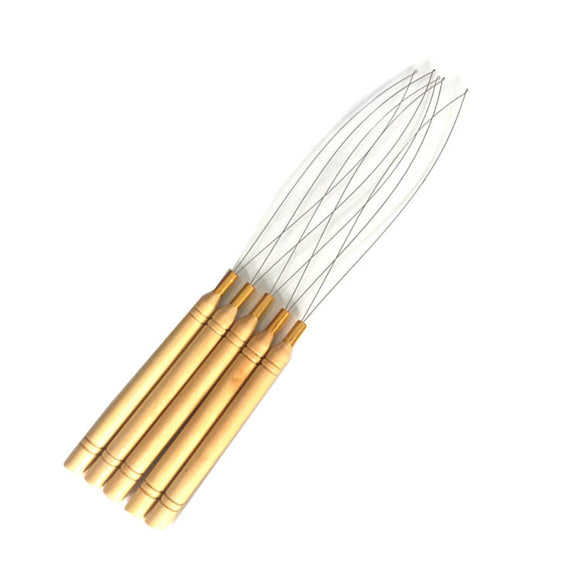 12PCS Wooden Hair Extension Loop Needle Threader DIY Hook Tool