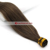 16-20Inches 100s Keratin Stick I Tip Human Hair Extensions Straight Ash Brown(8#) - VANLINKE HUMAN HAIR EXTENSIONS