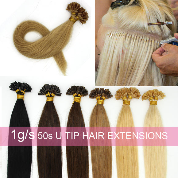 Pre Bonded Nail U Tip Remy Human Hair Extensions Straight 14Inches 50s 1g/s