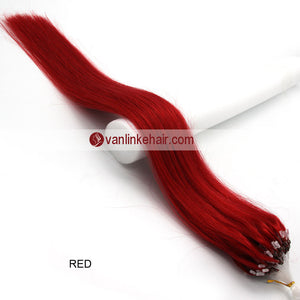 16-22inches 100s Easy Loop/Micro Ring Beads Tip Remy Human Hair Extensions Straight #Red - VANLINKE HUMAN HAIR EXTENSIONS
