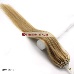 16-26inches 100s Easy Loop/Micro Ring Beads Tip Remy Human Hair Extensions Straight #18/613 - VANLINKE HUMAN HAIR EXTENSIONS