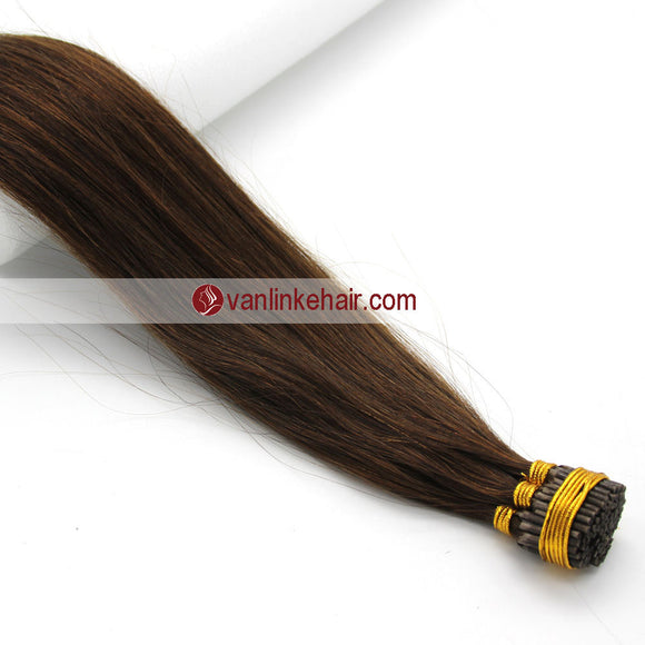 16-24Inches 100s Keratin Stick I Tip Human Hair Extensions Straight Medium Brown(4#) - VANLINKE HUMAN HAIR EXTENSIONS