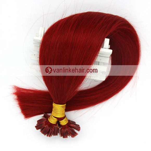 16-22Inches 50s 1g/s Pre Bonded Nail U Tip Remy Human Hair Extensions Straight Red - VANLINKE HUMAN HAIR EXTENSIONS