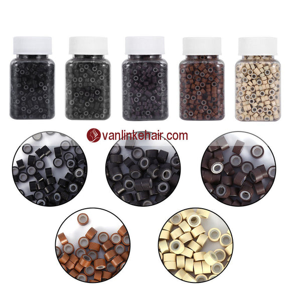1000pcs Aluminium Silicone Micro Ring Beads for Hair Extensions Feath –  VANLINKE HUMAN HAIR EXTENSIONS
