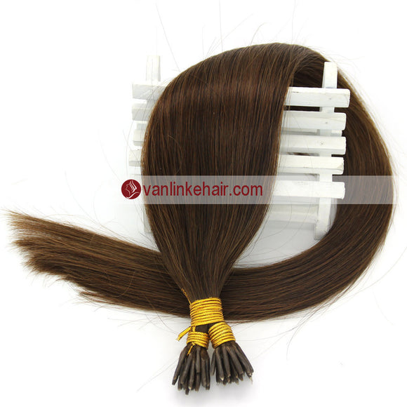16-22Inches 50s 1g/s Keratin Stick I Tip Human Hair Extensions Straight Medium Brown(4#) - VANLINKE HUMAN HAIR EXTENSIONS