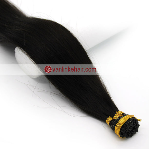 16-24Inches 100s Keratin Stick I Tip Human Hair Extensions Straight Natural Black Kinda Brown (1B#) - VANLINKE HUMAN HAIR EXTENSIONS