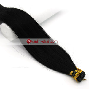 16-24Inches 100s Keratin Stick I Tip Human Hair Extensions Straight Jet Black(1#) - VANLINKE HUMAN HAIR EXTENSIONS