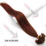 16-26 Inches Pre Bonded Nail U Tip Remy Human Hair Extensions Straight Dark Auburn(33#) - VANLINKE HUMAN HAIR EXTENSIONS