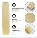 20pcs PU Seamless Skin Tape In Weft Ombre Remy Human Hair Extensions Straight T1/613 - VANLINKE HUMAN HAIR EXTENSIONS