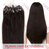 16-26inches 100s Easy Loop/Micro Ring Beads Tip Remy Human Hair Extensions Straight Dark Brown(#2) - VANLINKE HUMAN HAIR EXTENSIONS